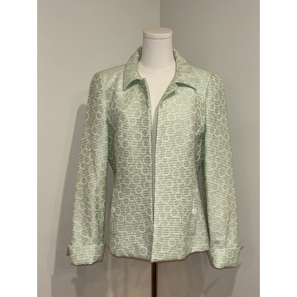 Nina McLemore Mint Green Textured Jacket Silk Lining Size 6